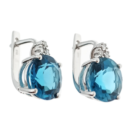 Серьги из золота 585 пробы с бриллиантами и топазом