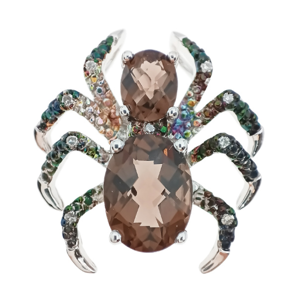 Кулон из золота 585 пробы с бриллиантами и дымчатым кварцем