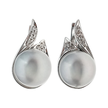 Серьги из золота 585 пробы с бриллиантами и жемчугом