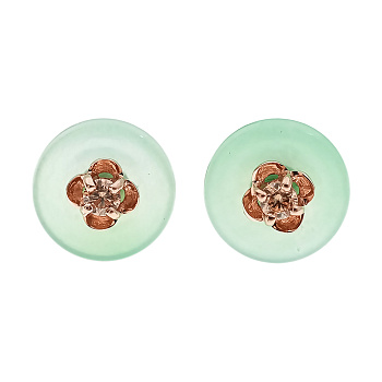 Пусеты из золота 585 пробы с хризопразом и фианитом