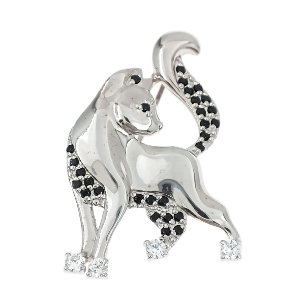 Брошь из золота 585 пробы с фианитом