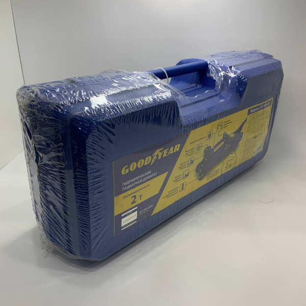 Goodyear¶Гидравлический подкатной домкрат Goodyear GY-PD-02K 2Т 340 мм кейс с резиновой проставкой порога GOODYEAR