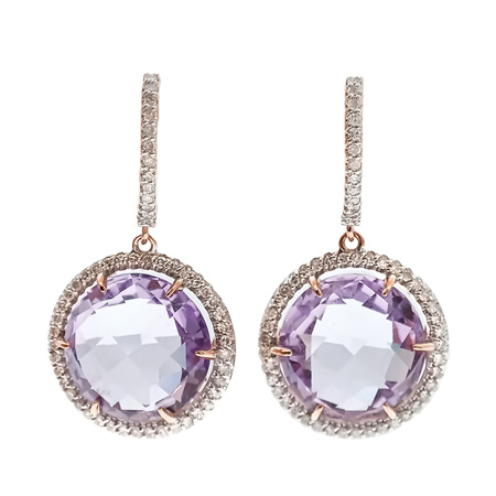 Серьги из золота 585 пробы с бриллиантами и аметистом