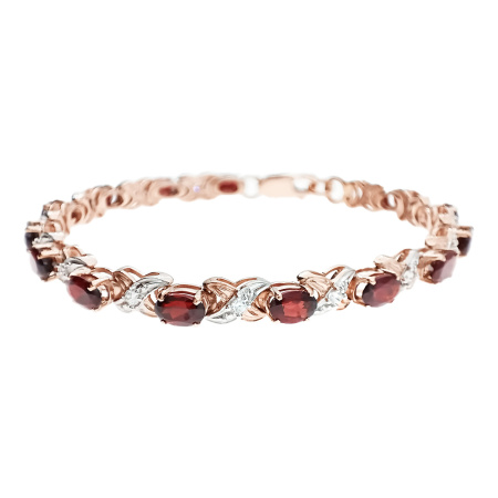 Браслет из золота 585 пробы с гранатом и фианитом