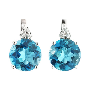 Серьги из золота 585 пробы с бриллиантами и топазом