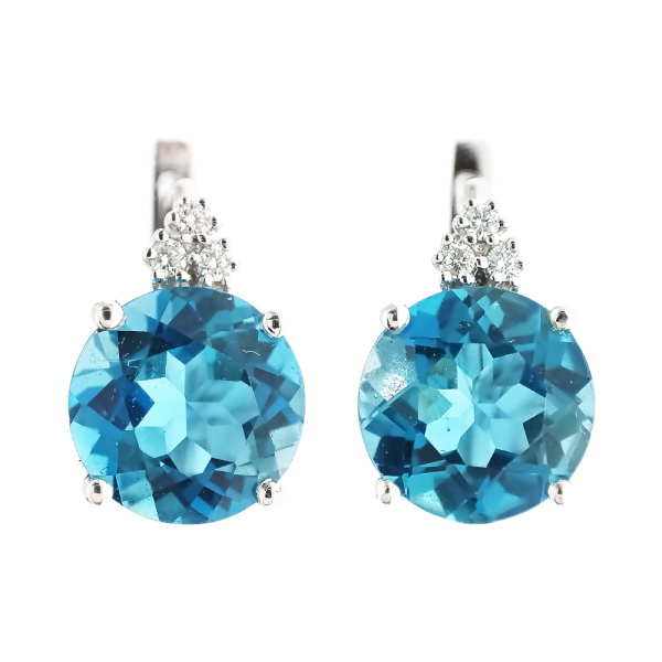 Серьги из золота 585 пробы с бриллиантами и топазом