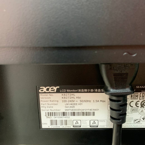 Монитор ACER KB272HL hbi 27,0" 75 гц