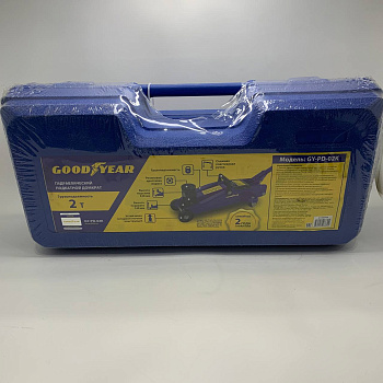 Goodyear¶Гидравлический подкатной домкрат Goodyear GY-PD-02K 2Т 340 мм кейс с резиновой проставкой порога GOODYEAR